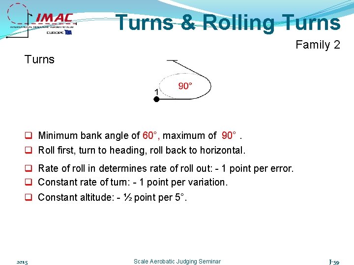 Turns & Rolling Turns Family 2 Turns q Minimum bank angle of 60°, maximum