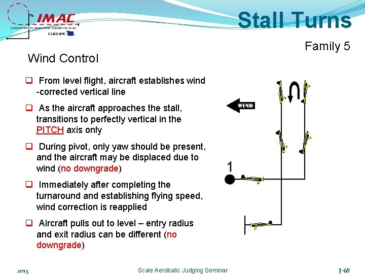 Stall Turns Family 5 Wind Control q From level flight, aircraft establishes wind -corrected