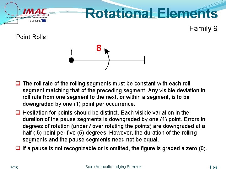 Rotational Elements Family 9 Point Rolls 8 q The roll rate of the rolling