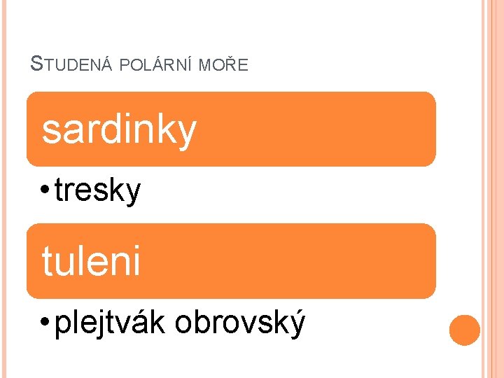 STUDENÁ POLÁRNÍ MOŘE sardinky • tresky tuleni • plejtvák obrovský 