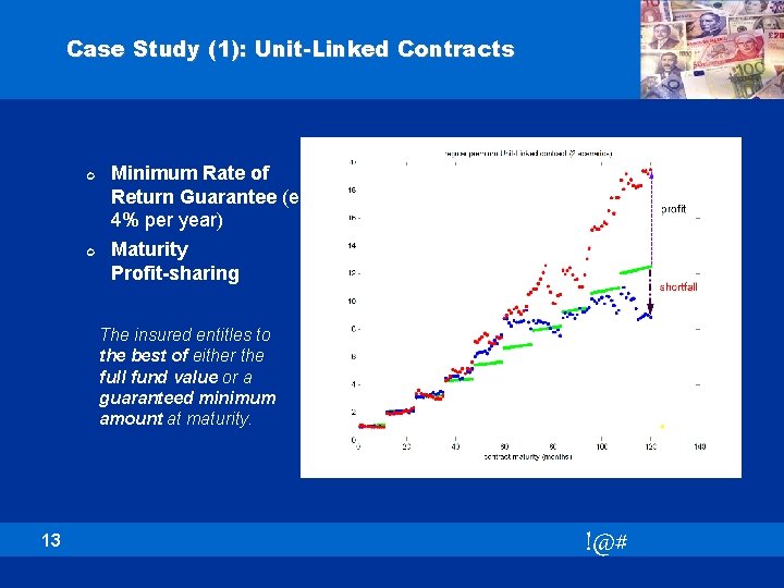 Case Study (1): Unit-Linked Contracts ¢ ¢ Minimum Rate of Return Guarantee (e. g.