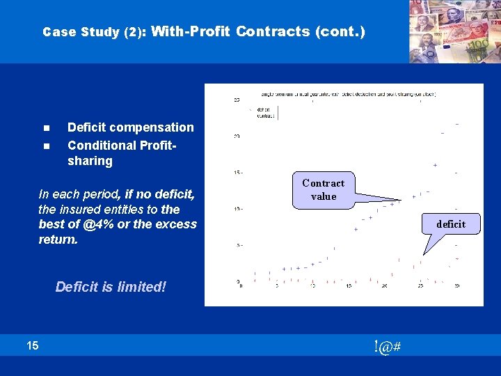 Case Study (2): With-Profit Contracts (cont. ) n n Deficit compensation Conditional Profitsharing In