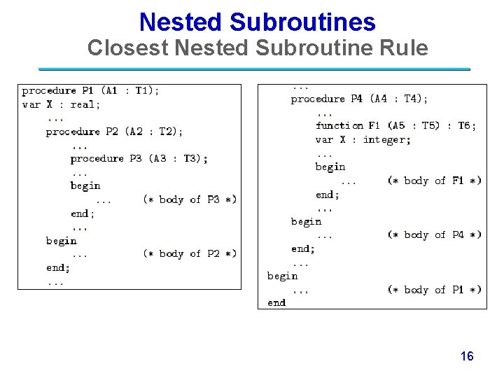 Nested Subroutines Closest Nested Subroutine Rule 16 Nested Subroutines Closest Nested Subroutine Rule 16