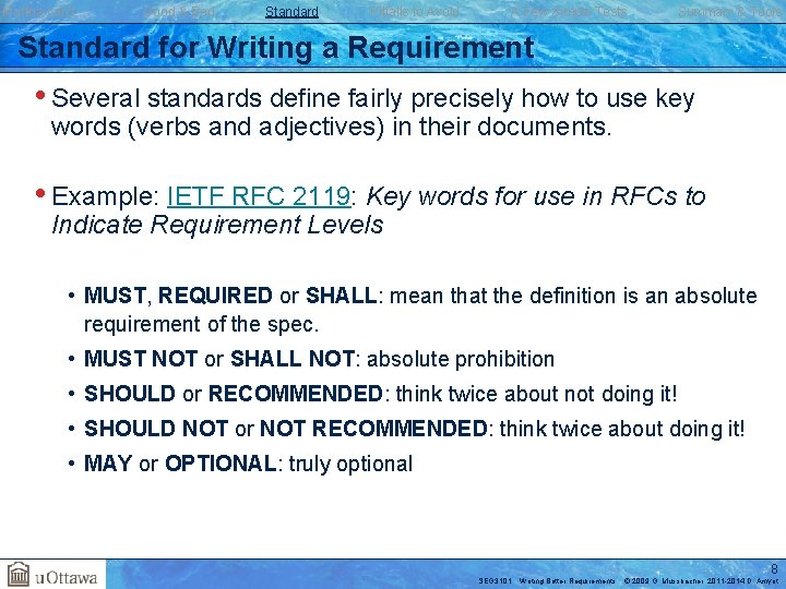 Martha can’t … Good & Bad Standard Pitfalls to Avoid A Few Simple Tests