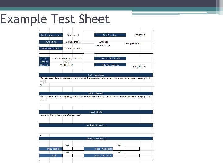 Example Test Sheet 