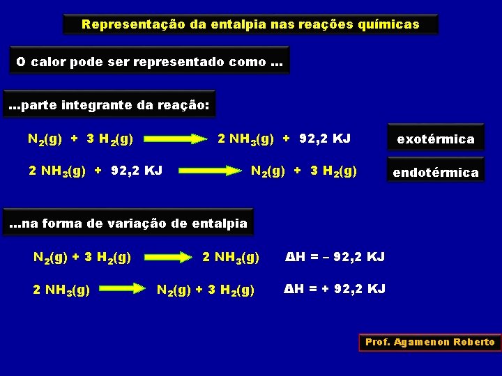 Representação da entalpia nas reações químicas O calor pode ser representado como. . .