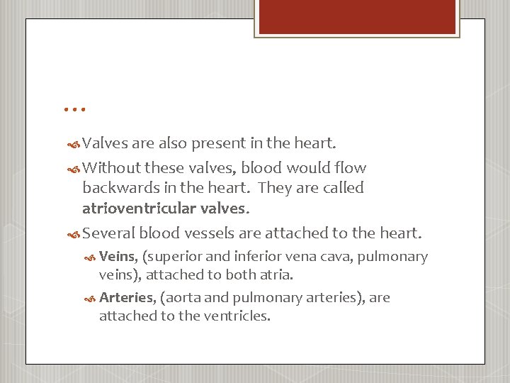 … Valves are also present in the heart. Without these valves, blood would flow