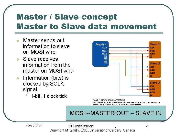 Master / Slave concept Master to Slave data movement l l l Master sends