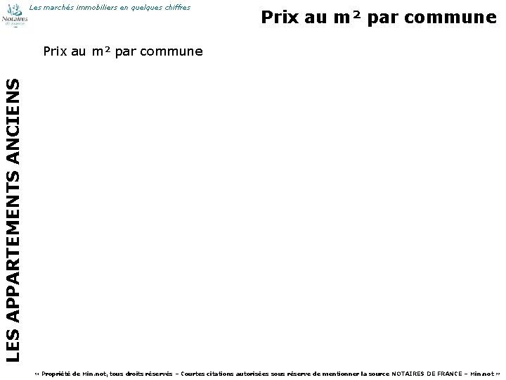 Les marchés immobiliers en quelques chiffres Prix au m² par commune LES APPARTEMENTS ANCIENS