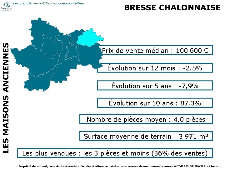 LES MAISONS ANCIENNES Les marchés immobiliers en quelques chiffres 41 BRESSE CHALONNAISE Prix de