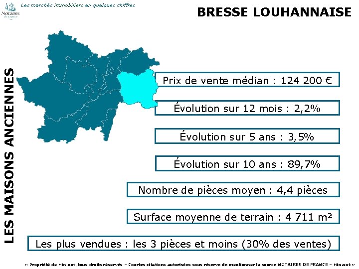 LES MAISONS ANCIENNES Les marchés immobiliers en quelques chiffres 42 BRESSE LOUHANNAISE Prix de