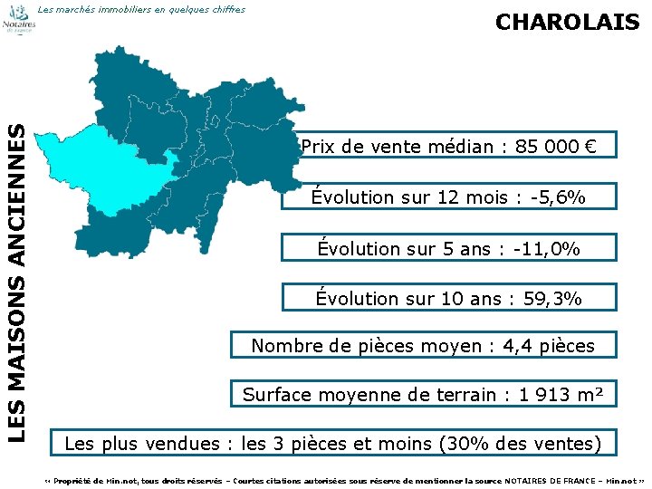 LES MAISONS ANCIENNES Les marchés immobiliers en quelques chiffres 48 CHAROLAIS Prix de vente