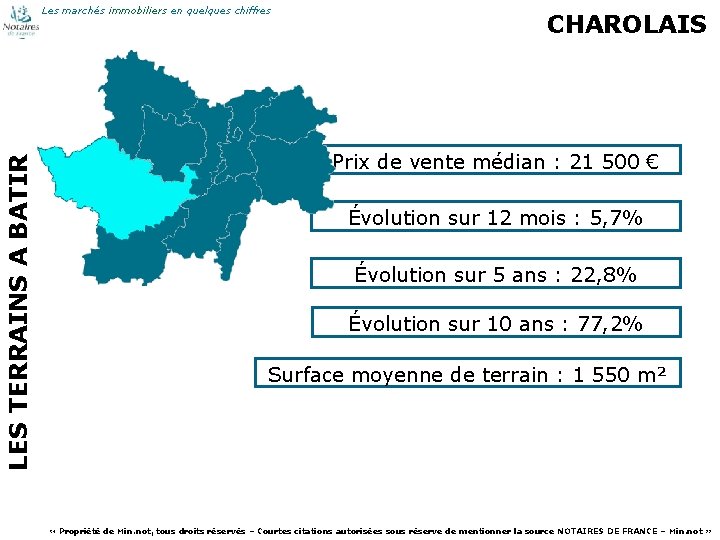 LES TERRAINS A BATIR Les marchés immobiliers en quelques chiffres 62 CHAROLAIS Prix de