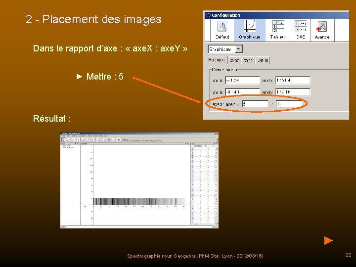 2 - Placement des images Dans le rapport d’axe : « axe. X :