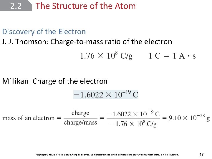 2. 2 The Structure of the Atom Discovery of the Electron J. J. Thomson: