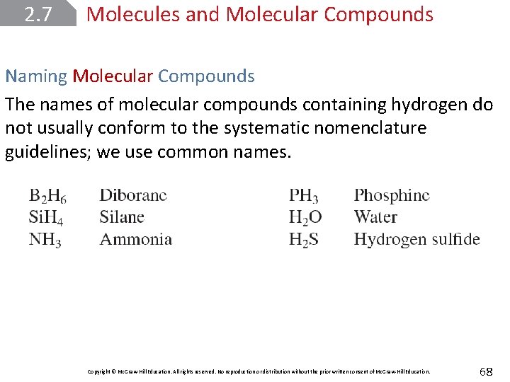 2. 7 Molecules and Molecular Compounds Naming Molecular Compounds The names of molecular compounds