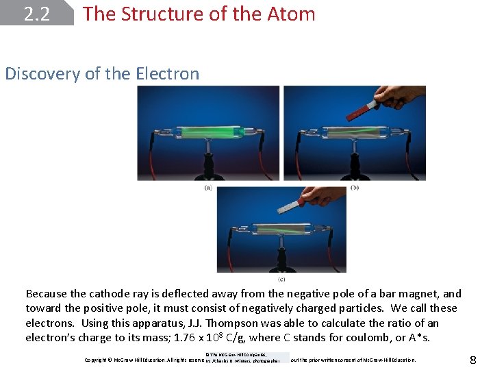 2. 2 The Structure of the Atom Discovery of the Electron Because the cathode