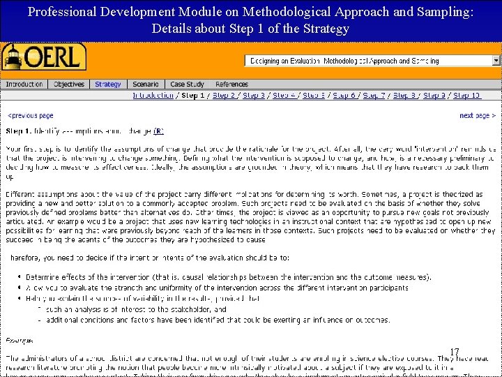 Professional Development Module on Methodological Approach and Sampling: Details about Step 1 of the