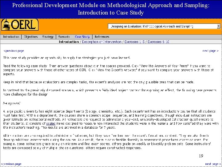 Professional Development Module on Methodological Approach and Sampling: Introduction to Case Study 19 