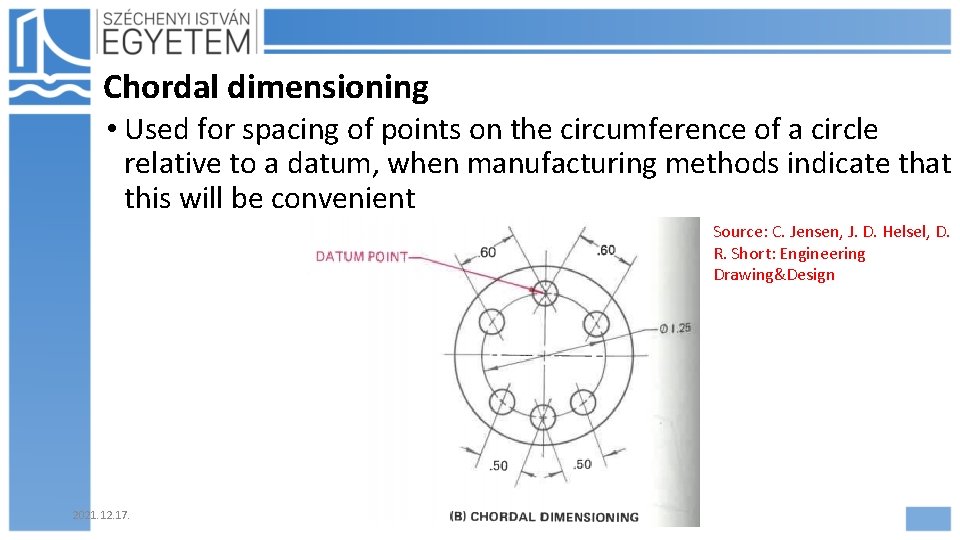 Chordal dimensioning • Used for spacing of points on the circumference of a circle