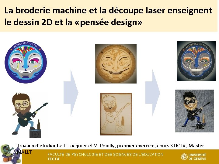 La broderie machine et la découpe laser enseignent le dessin 2 D et la