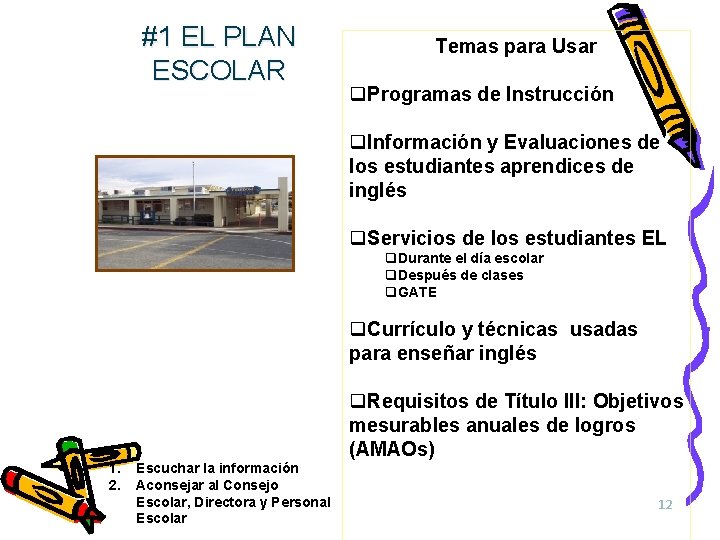 #1 EL PLAN ESCOLAR Temas para Usar q. Programas de Instrucción q. Información y