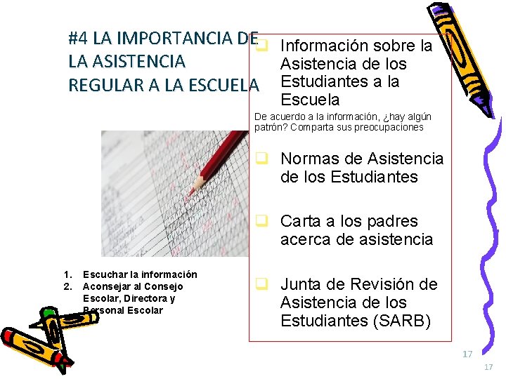 #4 LA IMPORTANCIA DEq Información sobre la LA ASISTENCIA Asistencia de los REGULAR A