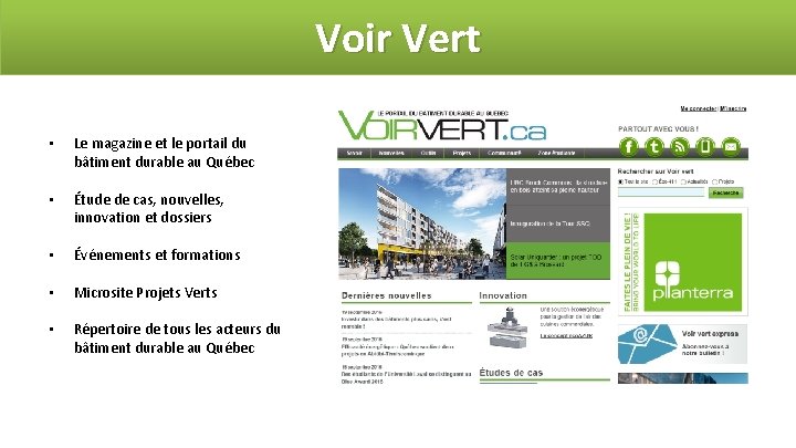 Voir Vert • Le magazine et le portail du bâtiment durable au Québec •