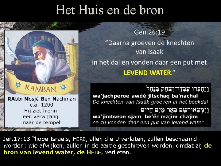 Het Huis en de bron Jer. 17: 13 “hope Israëls, HERE, allen die U