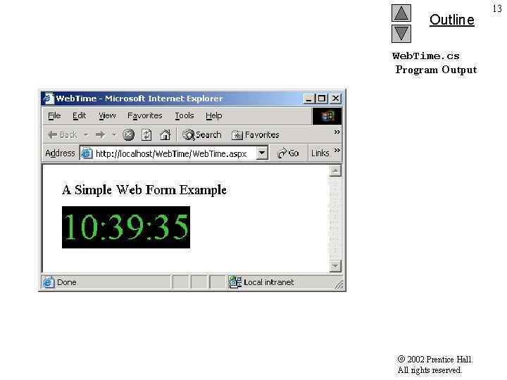 Outline Web. Time. cs Program Output 2002 Prentice Hall. All rights reserved. 13 