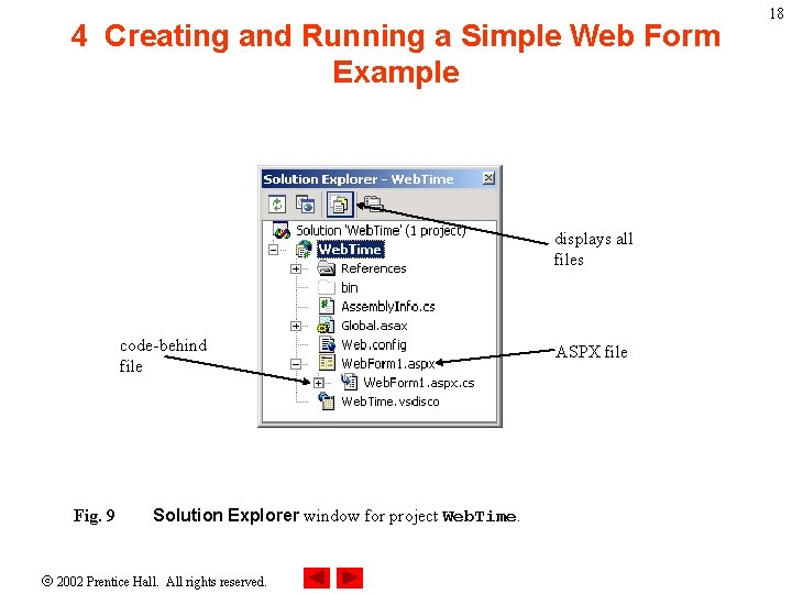 4 Creating and Running a Simple Web Form Example displays all files code-behind file