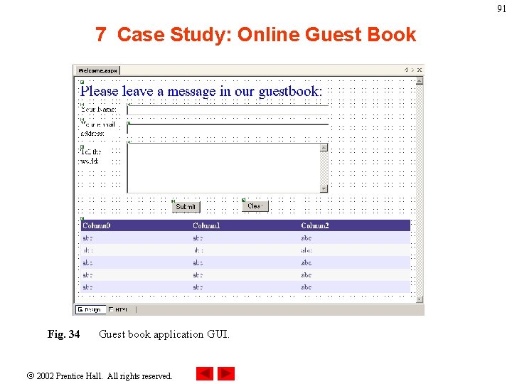 91 7 Case Study: Online Guest Book Fig. 34 Guest book application GUI. 2002