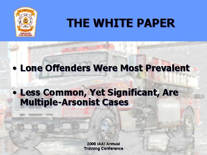 THE WHITE PAPER • Lone Offenders Were Most Prevalent • Less Common, Yet Significant,