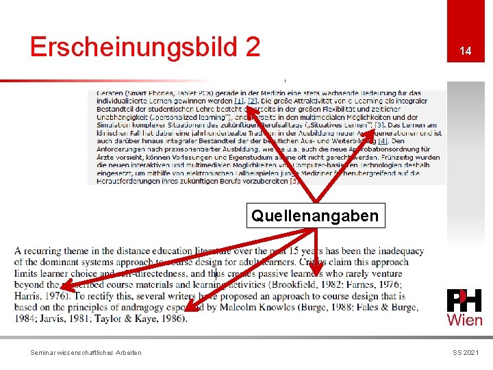 Erscheinungsbild 2 14 Quellenangaben Seminar wissenschaftliches Arbeiten SS 2021 