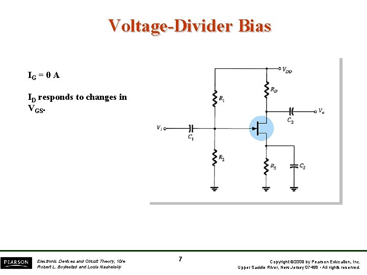 Voltage-Divider Bias IG = 0 A ID responds to changes in VGS. Electronic Devices