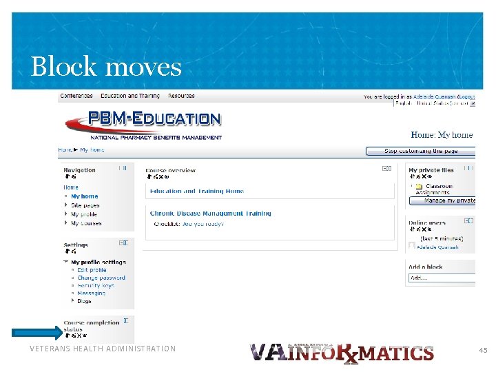 Block moves VETERANS HEALTH ADMINISTRATION 45 