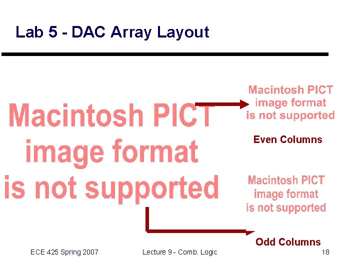 Lab 5 - DAC Array Layout Even Columns Odd Columns ECE 425 Spring 2007