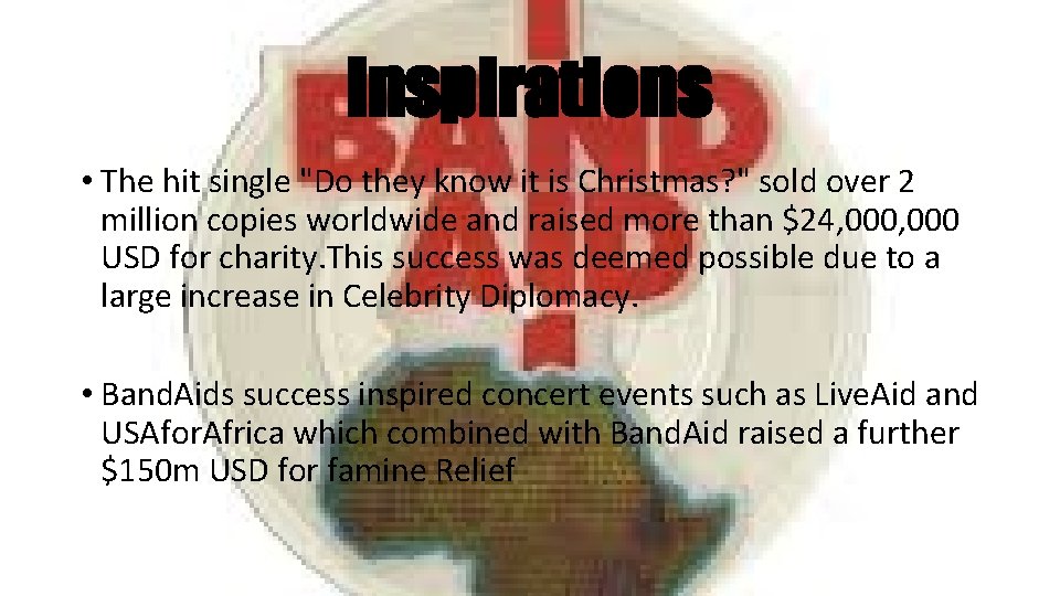 Inspirations • The hit single "Do they know it is Christmas? " sold over