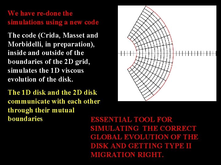 We have re-done the simulations using a new code The code (Crida, Masset and