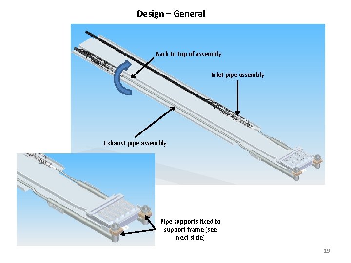 Design – General Back to top of assembly Inlet pipe assembly Exhaust pipe assembly