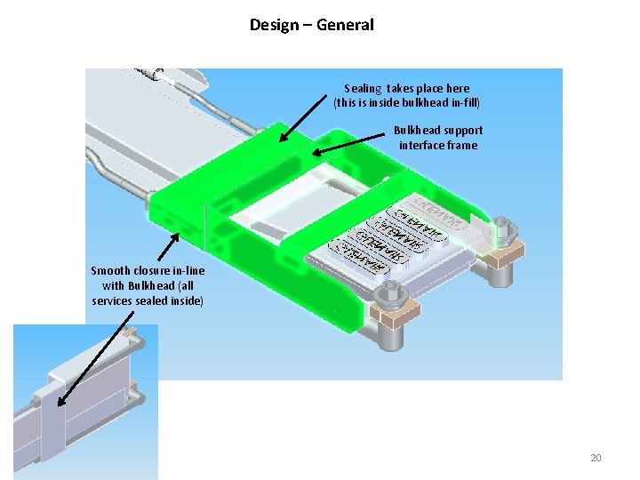 Design – General Sealing takes place here (this is inside bulkhead in-fill) Bulkhead support