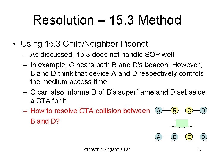 Resolution – 15. 3 Method • Using 15. 3 Child/Neighbor Piconet – As discussed,