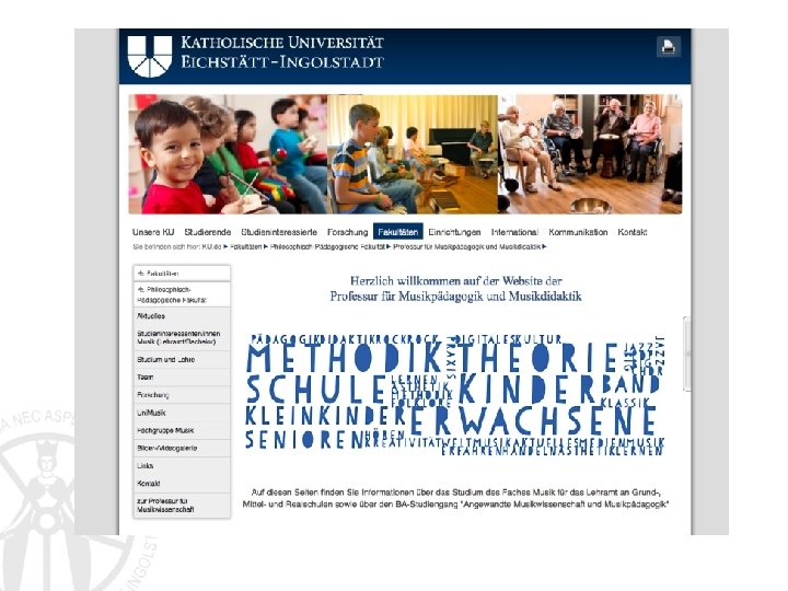Univ. -Prof. Dr. Daniel Mark Eberhard Professur für Musikpädagogik und Musikdidaktik Philosophisch-Pädagogische Fakultät 