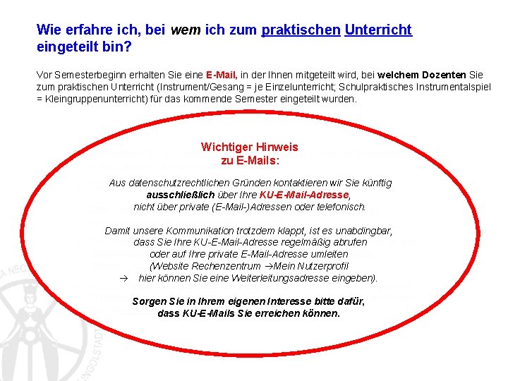 Wie erfahre ich, bei wem ich zum praktischen Unterricht eingeteilt bin? Univ. -Prof. Dr.