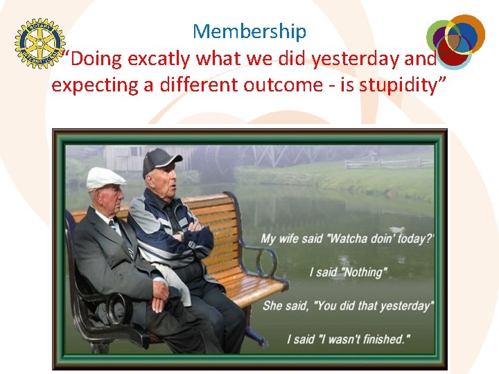 Membership “Doing excatly what we did yesterday and expecting a different outcome - is