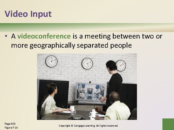 Video Input • A videoconference is a meeting between two or more geographically separated Video Input • A videoconference is a meeting between two or more geographically separated