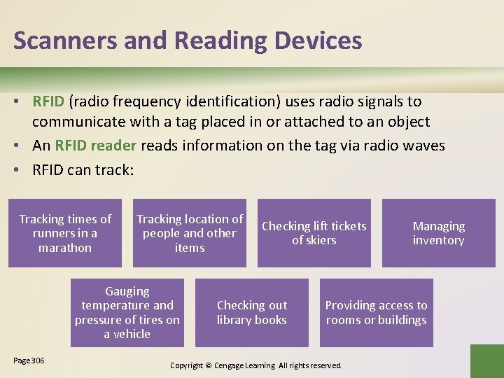 Scanners and Reading Devices • RFID (radio frequency identification) uses radio signals to communicate Scanners and Reading Devices • RFID (radio frequency identification) uses radio signals to communicate