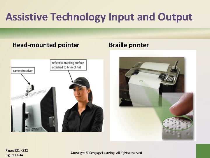 Assistive Technology Input and Output Head-mounted pointer Pages 321 - 322 Figures 7 -44 Assistive Technology Input and Output Head-mounted pointer Pages 321 - 322 Figures 7 -44
