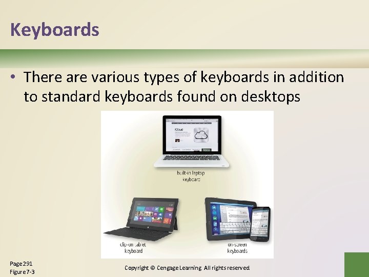 Keyboards • There are various types of keyboards in addition to standard keyboards found Keyboards • There are various types of keyboards in addition to standard keyboards found