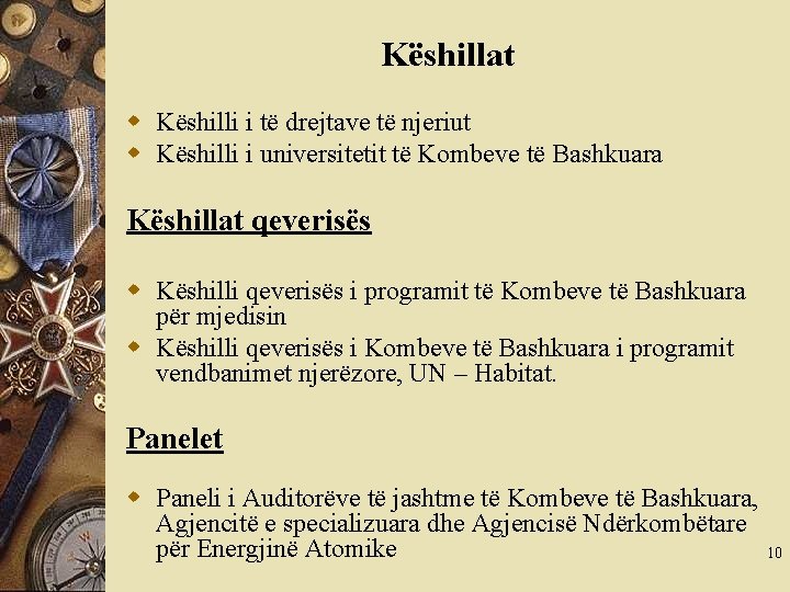 Këshillat w Këshilli i të drejtave të njeriut w Këshilli i universitetit të Kombeve